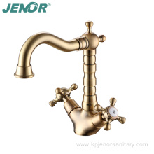 New Curved Long Rod Vintage Bronze Basin Faucet